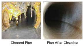 before and after pipe cleaning